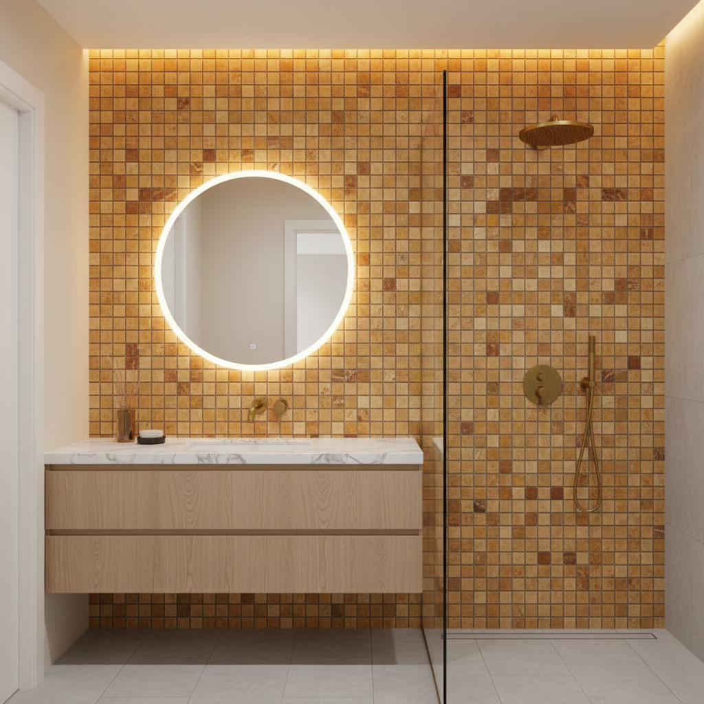 ANTIQUE BLEND TUMBLED TRAVERTINE MOSAIC 1x1 - Finished