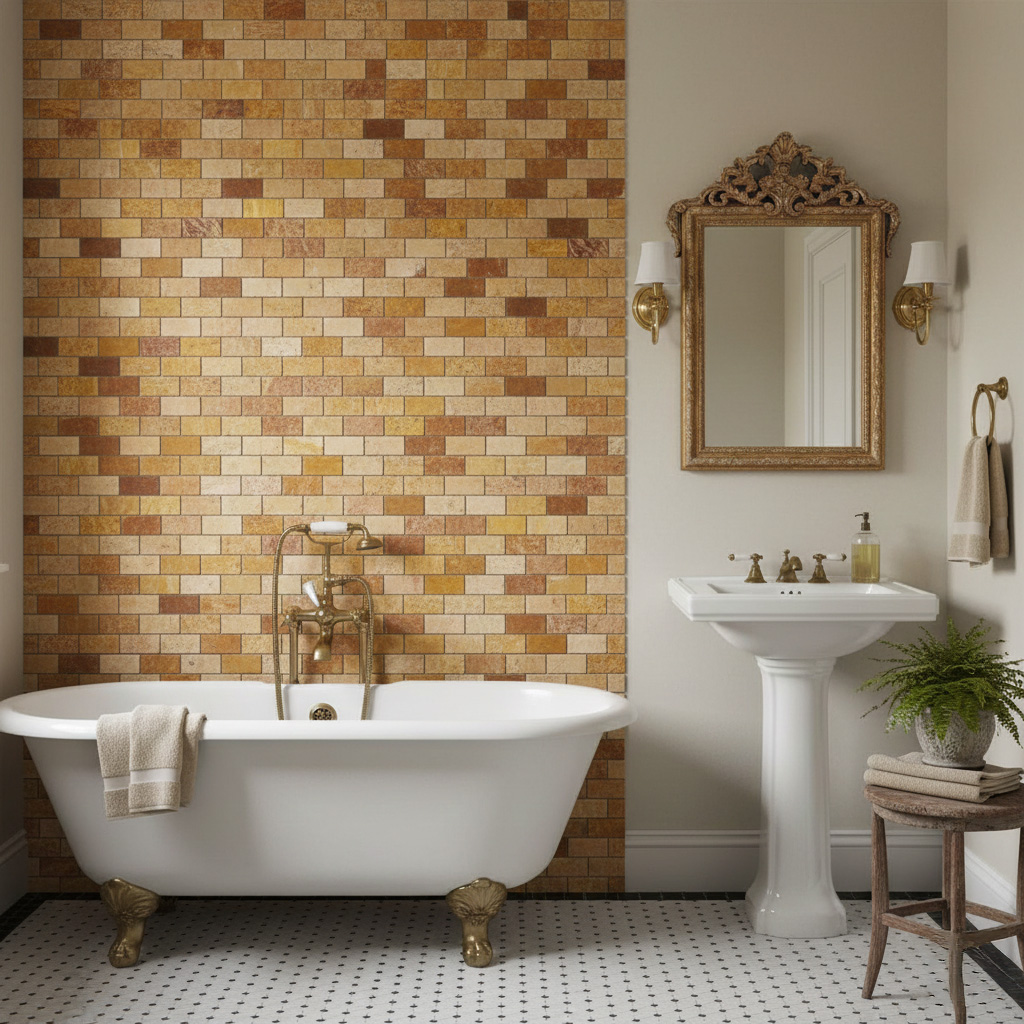 ANTIQUE BLEND TUMBLED TRAVERTINE MOSAIC 2x4 - Finished