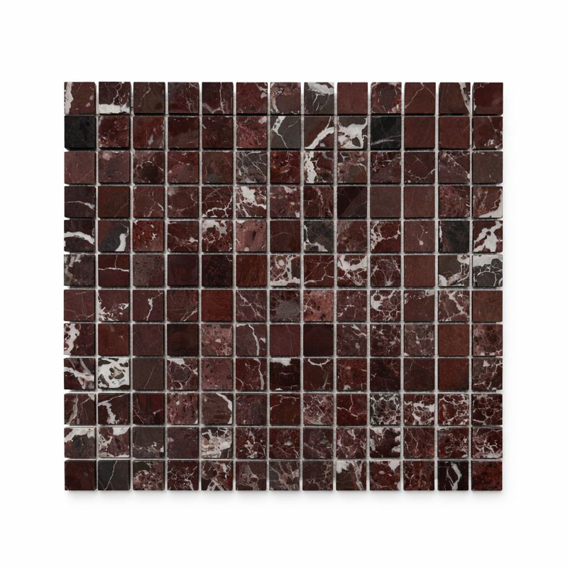 ELAZIG CHERRY POLISHED MARBLE MOSAIC 1 X 1 X 3/8"