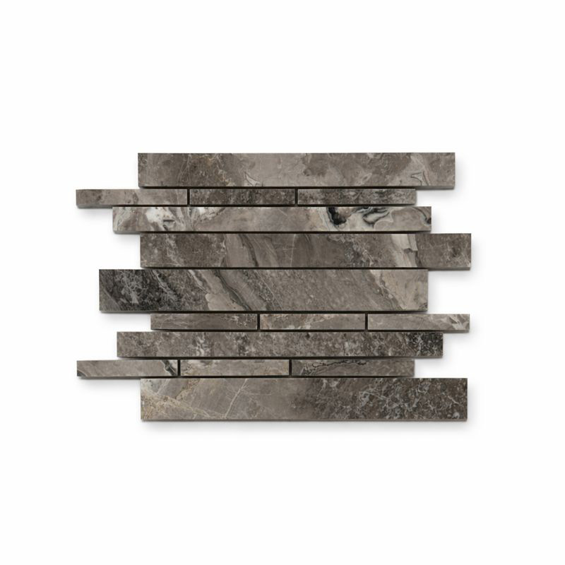 SILVER POLISHED LINEAR MARBLE MOSAIC